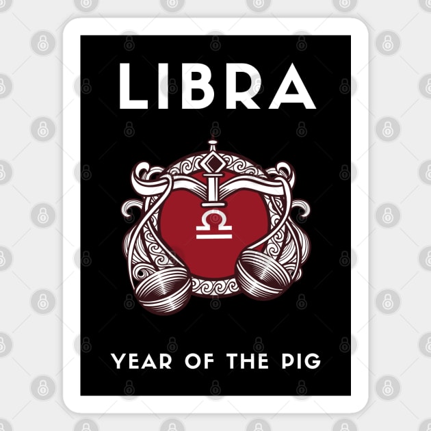 LIBRA / Year of the PIG Magnet by KadyMageInk